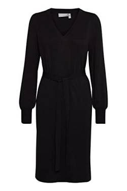 fransa FRBLUME Damen Strickkleid Feinstrickkleid Kleid mit V-Ausschnitt und Gürtelschlaufe an der Taille, Größe:S, Farbe:Black (200113) von fransa