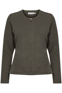 fransa FRCECARDI Damen Sweatjacke Cardigan Sweatcardigan mit Rundhalsausschnitt und Reißverschluss Strukturmuster, Größe:M, Farbe:Green Ink (190506) von fransa