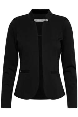 fransa FRCEDILAN Damen BlazerKurzblazer Jacke Stehkragen ohne Knopfleiste Taschen mit Druckknopf, Größe:XXL, Farbe:Black (200113) von fransa