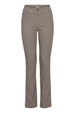 fransa FRCatern Damen Hose Stoffhose Pants mit Stretch mit Muster Karriert Check Tight Fit Mid Waist, Größe:36, Farbe:Tobacco Brown Mix (200887) von fransa