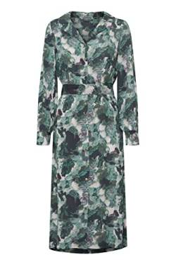 fransa FRDANA Damen Blusenkleid Lange Bluse Kleid mit Knopfleiste und Kragen, Größe:M, Farbe:Dark Forest AOP B (201635) von fransa