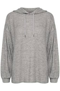 fransa FRDEFAUNA Damen Strickpullover Kapuzenpullover Hoodie Pullover mit Kapuze wahlweise mit Muster, Größe:L, Farbe:Light Grey Melange (200122) von fransa