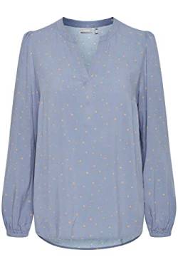 fransa FRESIDA Damen Langarmshirt Langarmbluse Bluse mit V-Auschnitt Allover-Print Regular Fit 100% Viskose LENZING(TM) ECOVERO(TM), Größe:L, Farbe:Infinity Mix (201079) von fransa