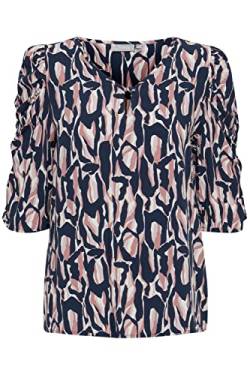 fransa FRESKYLIE Damen Shirt Kurzarmshirt Kurzarmbluse Bluse mit V-Auschnitt mit Allover-Print Regular Fit, Größe:S, Farbe:Graphic - Grape Shake (201223) von fransa