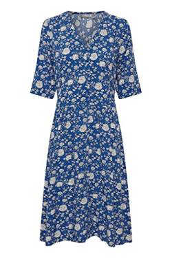 fransa FRFALUA 3 Dress Damen Freizeitkleid Kleid mit V-Ausschnitt Kurzarm mit floralem Muster, Größe:XL, Farbe:Nebulas Blue Mix (201189) von fransa