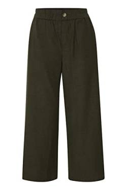 fransa FRFAMADDIE Damen Hose aus Leinenmix Stoffhose Culotte Casual-Fit unifarben Regular fit, Größe:L, Farbe:Olive Night (190515) von fransa