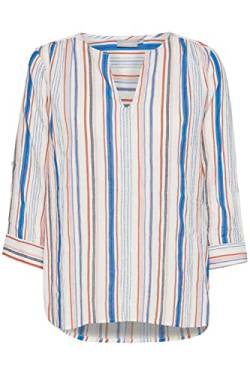 fransa FRFANADJA 2 Blouse Damen Bluse mit Dreiviertelärmel gestreift aus 100% Baumwolle, Größe:L, Farbe:Nebulas Blue Mix (201189) von fransa