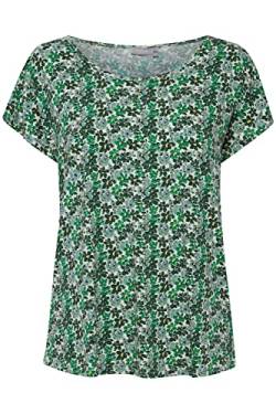 fransa FRFEDOT 2 T-Shirt Damen T-Shirt Kurzarm Shirt mit Allover-Print und Rundhalsausschnitt, Größe:XXL, Farbe:Malachite Green Mix (201119) von fransa