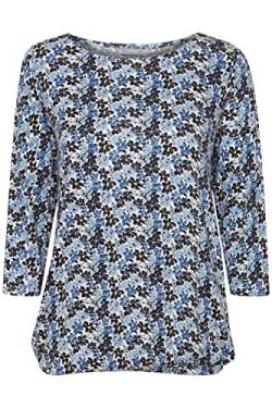 fransa FRFEDOT 4 T-Shirt Damen 3/4-Arm Bluse mit U-Boot Ausschnitt mit Stretch-Anteil und Allover-Print, Größe:S, Farbe:Nebulas Blue Mix (201189) von fransa