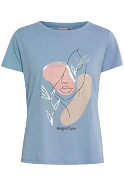 fransa FRFEFRESH 1 T-Shirt Damen T-Shirt Kurzarm Shirt mit Print aus 100% Baumwolle, Größe:L, Farbe:Infinity Mix (201079) von fransa