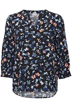 fransa FRFLOW BL Damen Shirt 3/4-Arm Bluse mit V-Auschnitt Allover-Print Regular Fit aus 100% Viskose LENZING(TM) ECOVERO(TM), Größe:M, Farbe:Black Mix (200115) von fransa