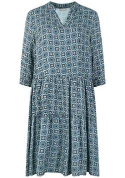 fransa FRFXSUPREP Damen Blusenkleid Lange Bluse Kleid mit V-Ausschnitt und 3/4 Ärmeln mit Muster, Größe:S, Farbe:Navy Blazer Mix (200119) von fransa