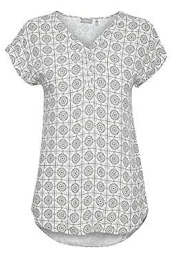 fransa FRFXSUTILE 2 Damen Shirt Kurzarmshirt Kurzarmbluse Bluse mit V-Auschnitt und Knopfleiste Allover-Print, Größe:L, Farbe:Antique Mix (200103) von fransa