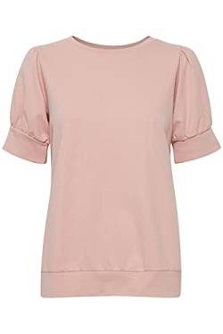 fransa FRFXTESWEAT Damen T-Shirt Kurzarm Shirt Rundhalsausschnitt Puffärmel mit RIPP-Bündchen aus Sweat Material Regular Fit, Größe:L, Farbe:Evening Sand (141311) von fransa