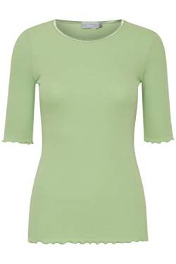 fransa FRHIZAMOND 13 Damen T-Shirt Kurzarm Shirt Rundhalsausschnitt Spitzendetails an den Ärmeln und Saum Tight Fit mit Stretch, Größe:M, Farbe:Forest Shade (156423) von fransa