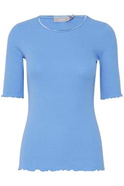 fransa FRHIZAMOND 13 Damen T-Shirt Kurzarm Shirt Rundhalsausschnitt Spitzendetails an den Ärmeln und Saum Tight Fit mit Stretch, Größe:M, Farbe:Ultramarine (174037) von fransa