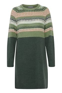 fransa FRISABELLA Damen Strickkleid Feinstrickkleid Kleid mit Rundhalsausschnitt und Muster mit Wolle und Alpaka-Anteil, Größe:M, Farbe:Jungle Green Mix (201448) von fransa