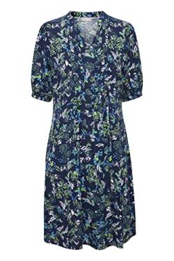 fransa FRMERLA Damen Freizeitkleid knieumspieltes Kleid mit Plissee und V-Ausschnitt, Größe:S, Farbe:Navy Blazer Mix (200119) von fransa