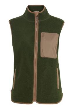 fransa FRMILA Damen Weste Fleece Outdoor Weste hochschließender Kragen Stehkragen mit Brusttasche und zwei Seitentaschen Teddy Fleece, Größe:L, Farbe:Rifle Green (190419) von fransa