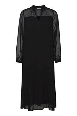 fransa FRPLISSE Damen Freizeitkleid Kleid mit Plissee und leicht transparenten Schultern und Ärmel, Größe:L, Farbe:Black (200113) von fransa
