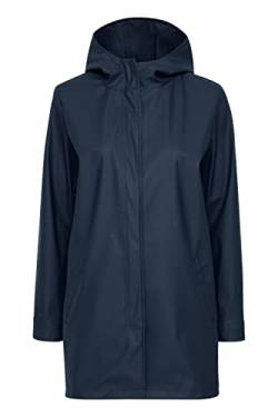 fransa FRRAINFALL Damen Windbreaker Übergangsjacke Regenjacke Regenmantel mit Kapuze verdeckter Reißverschluss Seitentaschen und Kordelzug, Größe:L, Farbe:Navy Blazer (193923) von fransa