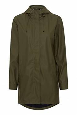 fransa FRRAINFALL Damen Windbreaker Übergangsjacke Regenjacke Regenmantel mit Kapuze verdeckter Reißverschluss Seitentaschen und Kordelzug, Größe:XL, Farbe:Olive Night (190515) von fransa