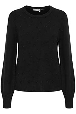 fransa FRSOPHY Damen Strickpullover Feinstrick Pullover mit Perlenmuster am Körperbereich, Größe:S, Farbe:Black (200113) von fransa