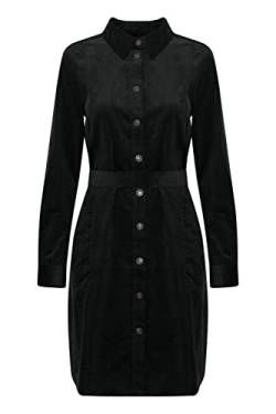 fransa FRTEAN Damen Freizeitkleid Cord Kleid mit Knopfleiste und Kragen und Gürtelschlaufe an der Taille, Größe:36, Farbe:Black (200113) von fransa
