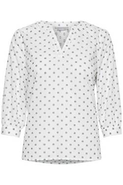 fransa FRVADOB Damen Shirt 3/4-Arm Bluse mit V-Auschnitt und Allover-Print aus 100% Baumwolle, Größe:2XL, Farbe:Navy Blazer Mix (200119) von fransa