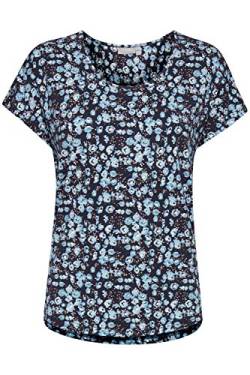 fransa FRVEDOT Damen T-Shirt Kurzarm Shirt Rundhalsausschnitt Kurze Ärmel mit Print Gemustert mit Stretch, Größe:L, Farbe:Navy Blazer Mix (200119) von fransa