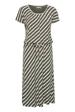 fransa FRVESUNNA Damen Jerseykleid Shirtkleid Kleid knieumspielt mit Schnürung in Taillenhöhe und Streifen Muster, Größe:M, Farbe:Hedge Mix (200116) von fransa
