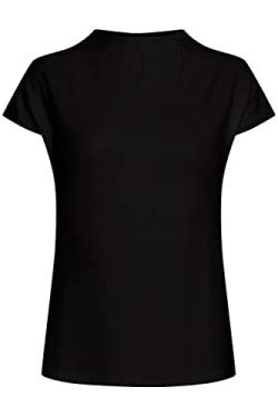 fransa FRZASKATER Damen T-Shirt Kurzarm Shirt Rundhalsausschnitt Kurze Ärmel mit überschnittener Schulter und hochabschließendem Kragen, Größe:L, Farbe:(NOOS) Black (60096) von fransa