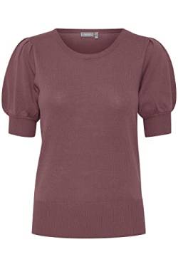 fransa FRZUBASIC Damen Strickshirt T-Shirt Kurzarm Shirt mit Rundhalsausschnitt und Puffärmeln, Größe:L, Farbe:Grape Shake (182109) von fransa