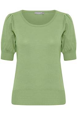 fransa FRZUBASIC Damen Strickshirt T-Shirt Kurzarm Shirt mit Rundhalsausschnitt und Puffärmeln, Größe:M, Farbe:Forest Shade (156423) von fransa