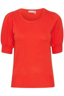 fransa FRZUBASIC Damen Strickshirt T-Shirt Kurzarm Shirt mit Rundhalsausschnitt und Puffärmeln, Größe:S, Farbe:Red Alert (181559) von fransa