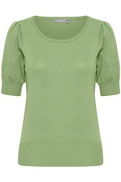 fransa FRZUBASIC Damen Strickshirt T-Shirt Kurzarm Shirt mit Rundhalsausschnitt und Puffärmeln, Größe:XL, Farbe:Forest Shade (156423) von fransa
