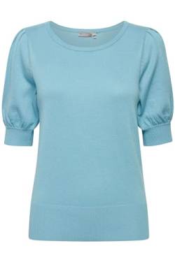 fransa FRZUBASIC Damen Strickshirt T-Shirt Kurzarm Shirt mit Rundhalsausschnitt und Puffärmeln, Größe:XL, Farbe:Sky Blue (144318) von fransa