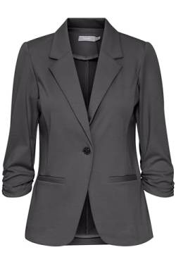 fransa FRZablazer Damen Blazer Kurzblazer Jacke mit Stretch Geraffte Ärmel mit Taschen, Größe:L, Farbe:Asphalt (190201) von fransa