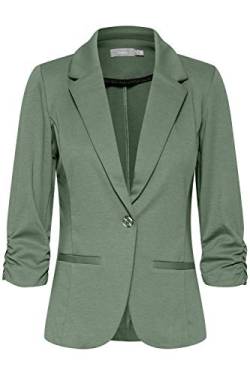 fransa FRZablazer Damen Blazer Kurzblazer Jacke mit Stretch Geraffte Ärmel mit Taschen, Größe:L, Farbe:Lily Pad (165807) von fransa