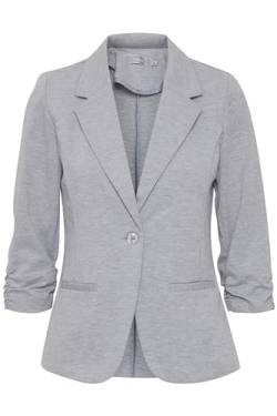 fransa FRZablazer Damen Blazer Kurzblazer Jacke mit Stretch Geraffte Ärmel mit Taschen, Größe:M, Farbe:Grey Melange (201103) von fransa