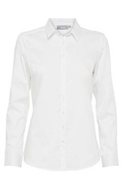 fransa FRZashirt Damen Langarmshirt Langarmbluse Bluse Hemdbluse Stehkragen mit Stretch, Größe:L, Farbe:White (60002) von fransa