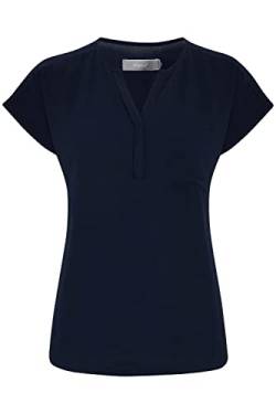 fransa FRZawov Damen Shirt Kurzarmshirt Kurzarmbluse Bluse mit V-Auschnitt mit überschnittener Schulter und aufgesetzte Tasche, Größe:XS, Farbe:(NOOS) Black Iris (60410) von fransa