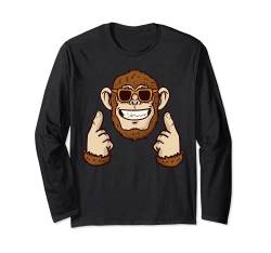 Cooler Schimpansen mit Sonnenbrille Affe Langarmshirt von freches Affengesicht Dschungel Shirt