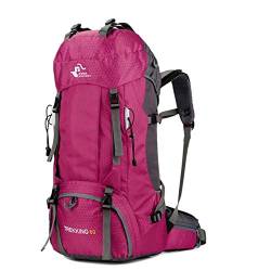 free knight 60L Wasserdichter Rucksack, ultraleichter, packbarer Kletterfischer Reiserucksack Tagesrucksack, handliche Faltbare Camping Outdoor-Rucksack-Tasche mit Regenschutz (Pink) von free knight