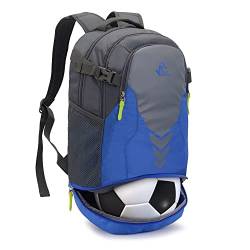 free knight Rucksack mit Bottom Ball Compartment - große Kapazität Sportgeräte Tasche für Jugend Jungen Mädchen Fit Basketball Volleyball Fußball Soccer Ball (Blau) von free knight