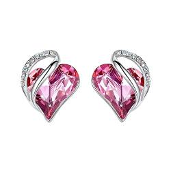 Fremskre Love Heart Ohrstecker Geburtsstein Kristall Ohrringe als Entspannungsgeschenk für Frauen Mädchen -Hell-Pink von fremskre