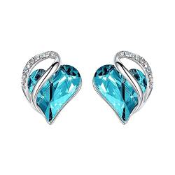 Fremskre Love Heart Ohrstecker Geburtsstein Kristall Ohrringe als Entspannungsgeschenk für Frauen Mädchen - hellblau von fremskre