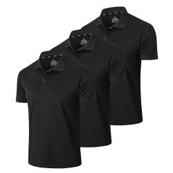 Gaiatiger 3er Pack Poloshirt Herren Kurzarm Schlank Leicht T-Shirt mit lässigem Kragen Atmungsaktiv Hygroskopisch Poloshirts für Herren Golf Polo Shirts männer(0427) 3Black-L von frueo