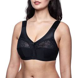 Frugue Damen Full Cup Stütz BH ohne Bügel Nicht Gepolsterter Soft Spitzen. Gr.-90H, Schwarz von frugue