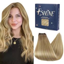 Fshine Haarverlängerung Echthaar Weaving 40cm Balayage Couleur 6 Fading To 27 Honey Blonde Und 60 Blonde Extensiones Weave Remy Human Hair Gerade Bundles 100 Gramm #6/27/60 von fshine